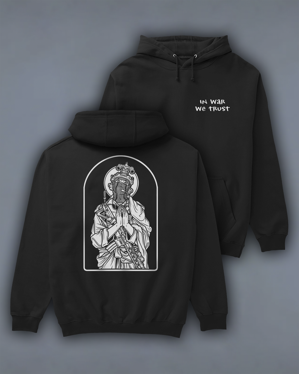 Худі з принтом "In War We Trust"
