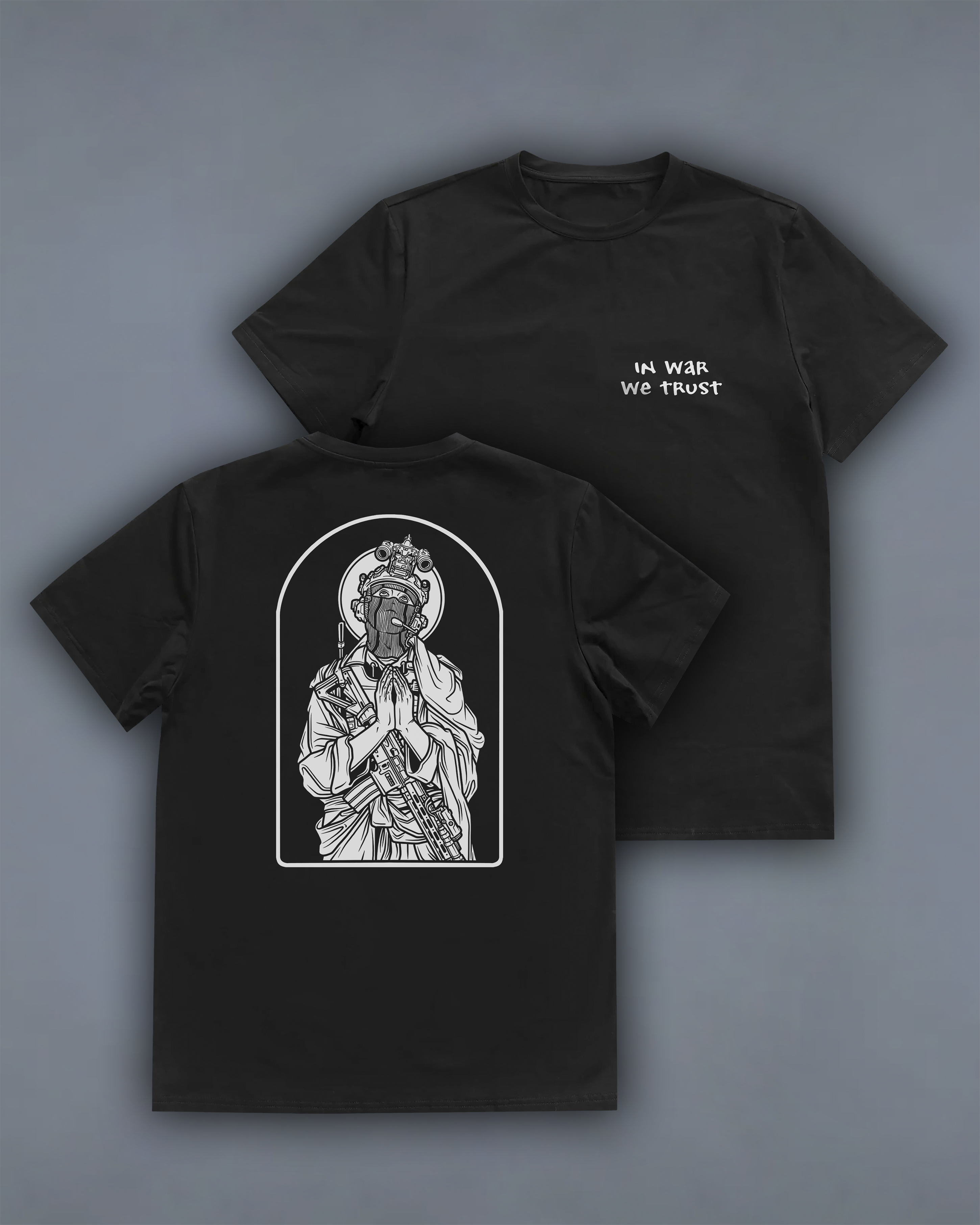 Футболка з принтом "In War We Trust"