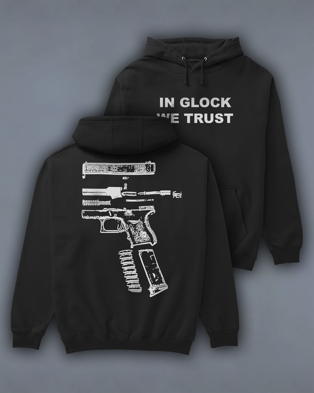 Акція! Худі з принтом "In Glock We Trust"