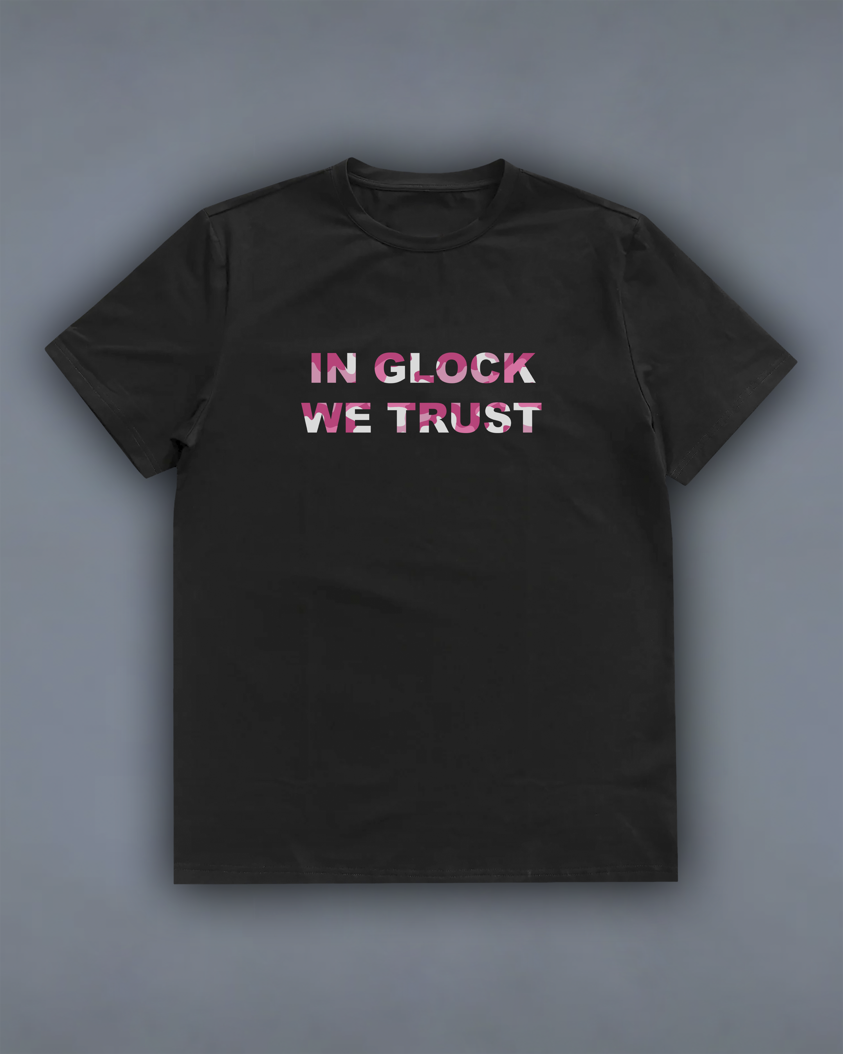 Футболка з принтом "In Glock We Trust" pink