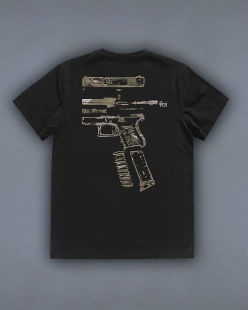 Футболка з принтом "In Glock We Trust" multicam