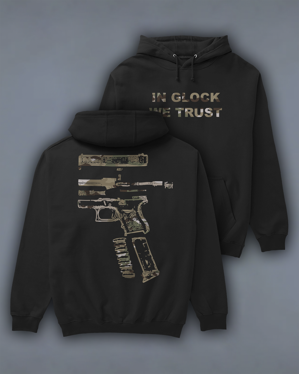 Худі з принтом "In Glock We Trust" multicam