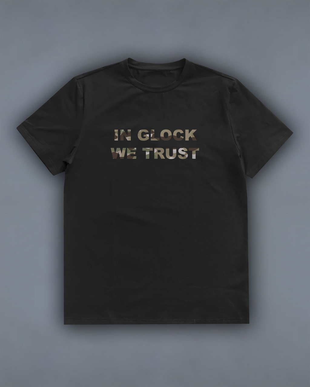 Футболка з принтом "In Glock We Trust" multicam