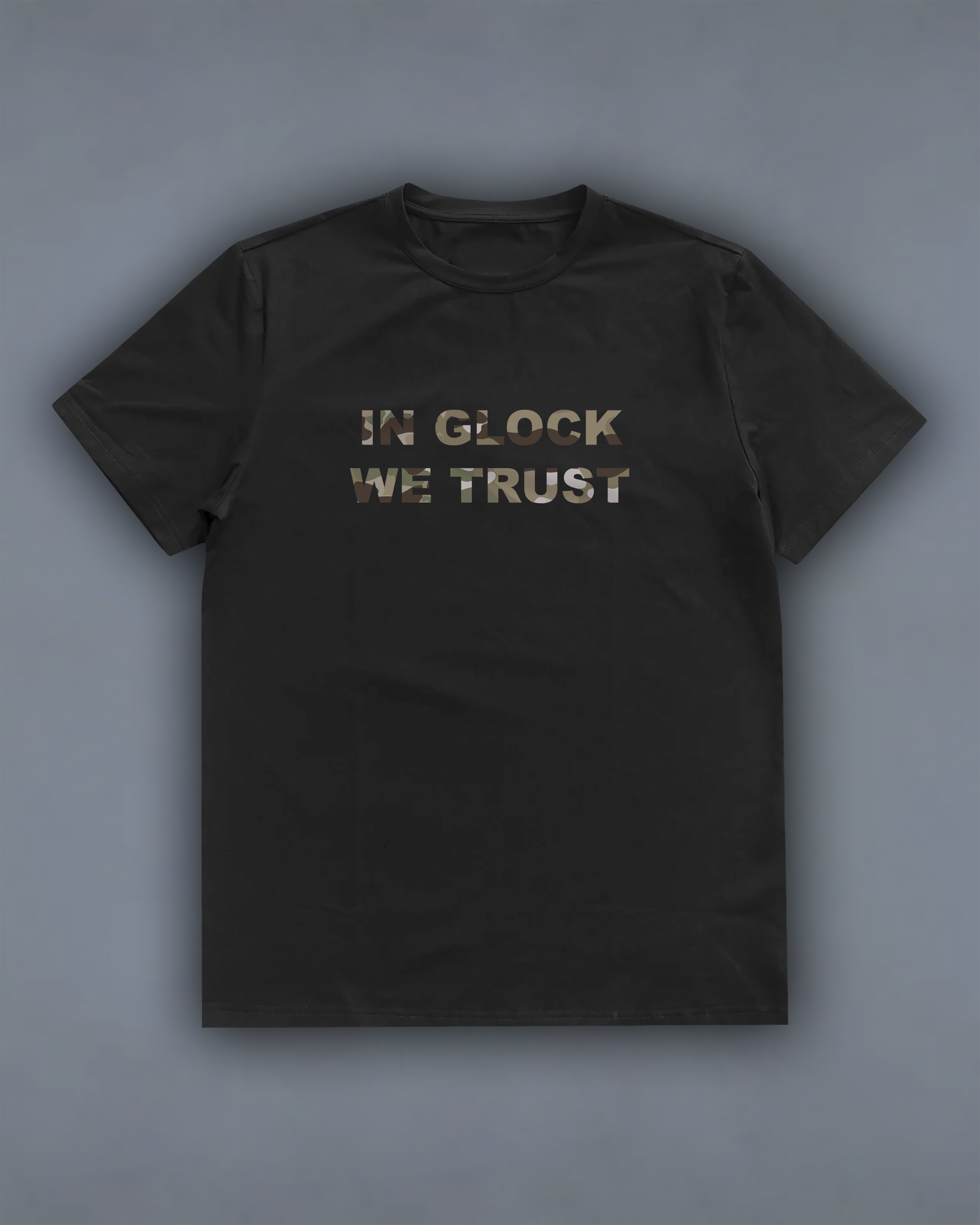 Футболка з принтом "In Glock We Trust" multicam