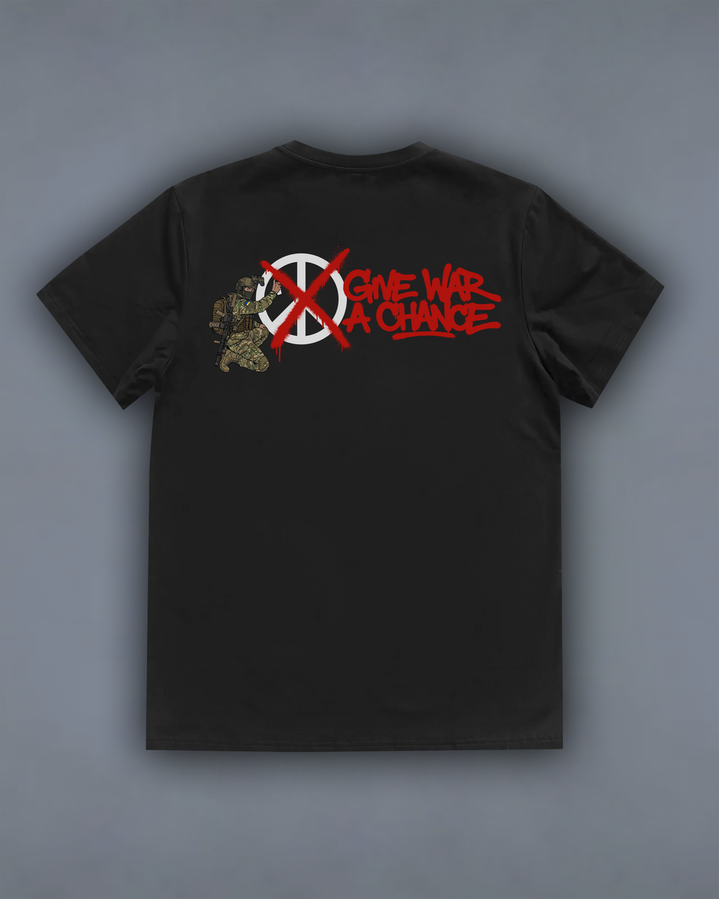 Футболка з принтом "Give War a Chance" back