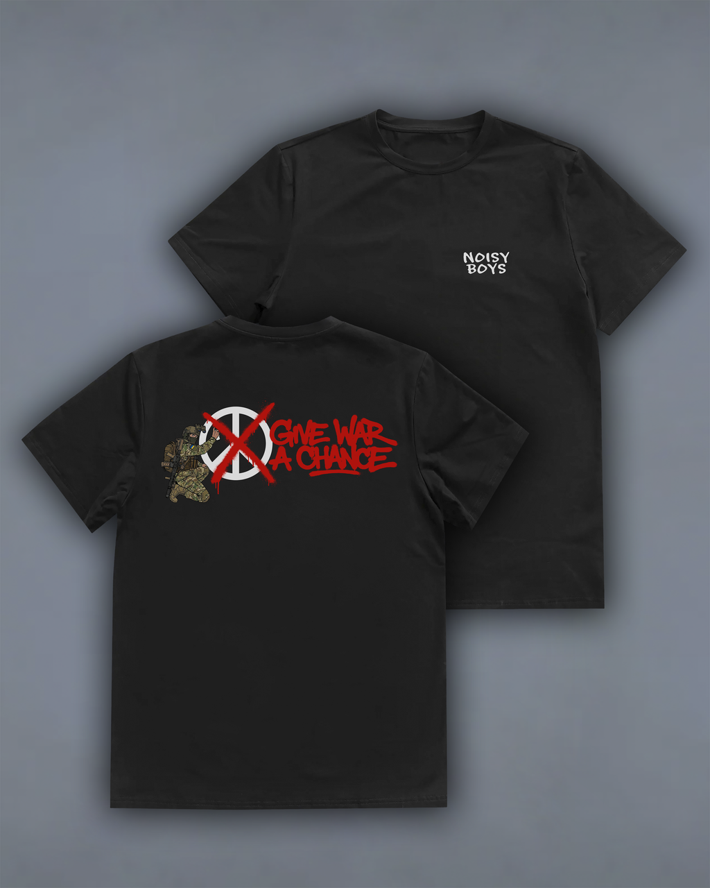 Футболка з принтом "Give War a Chance" back