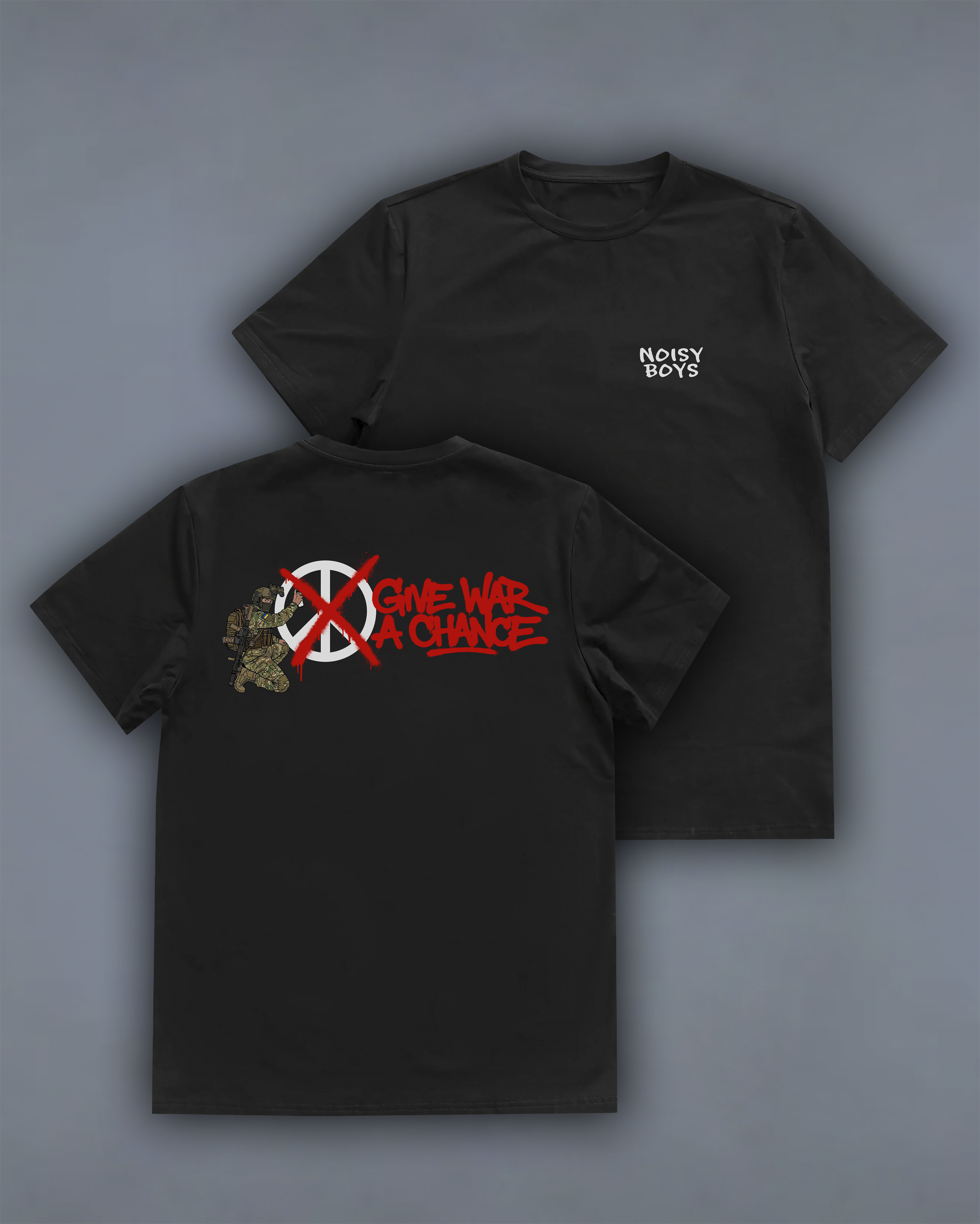 Футболка з принтом "Give War a Chance" back