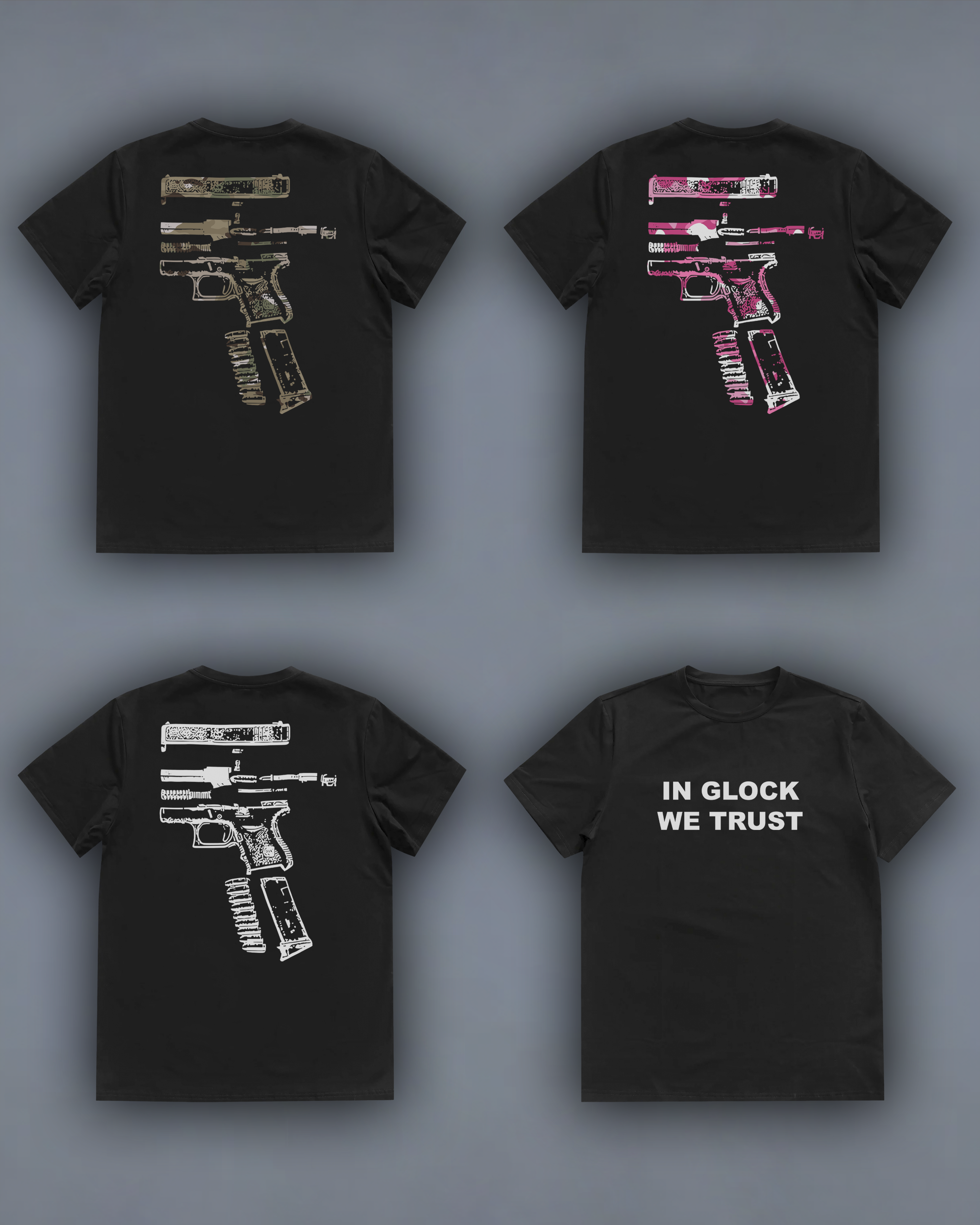 Футболка з принтом "In Glock We Trust" multicam