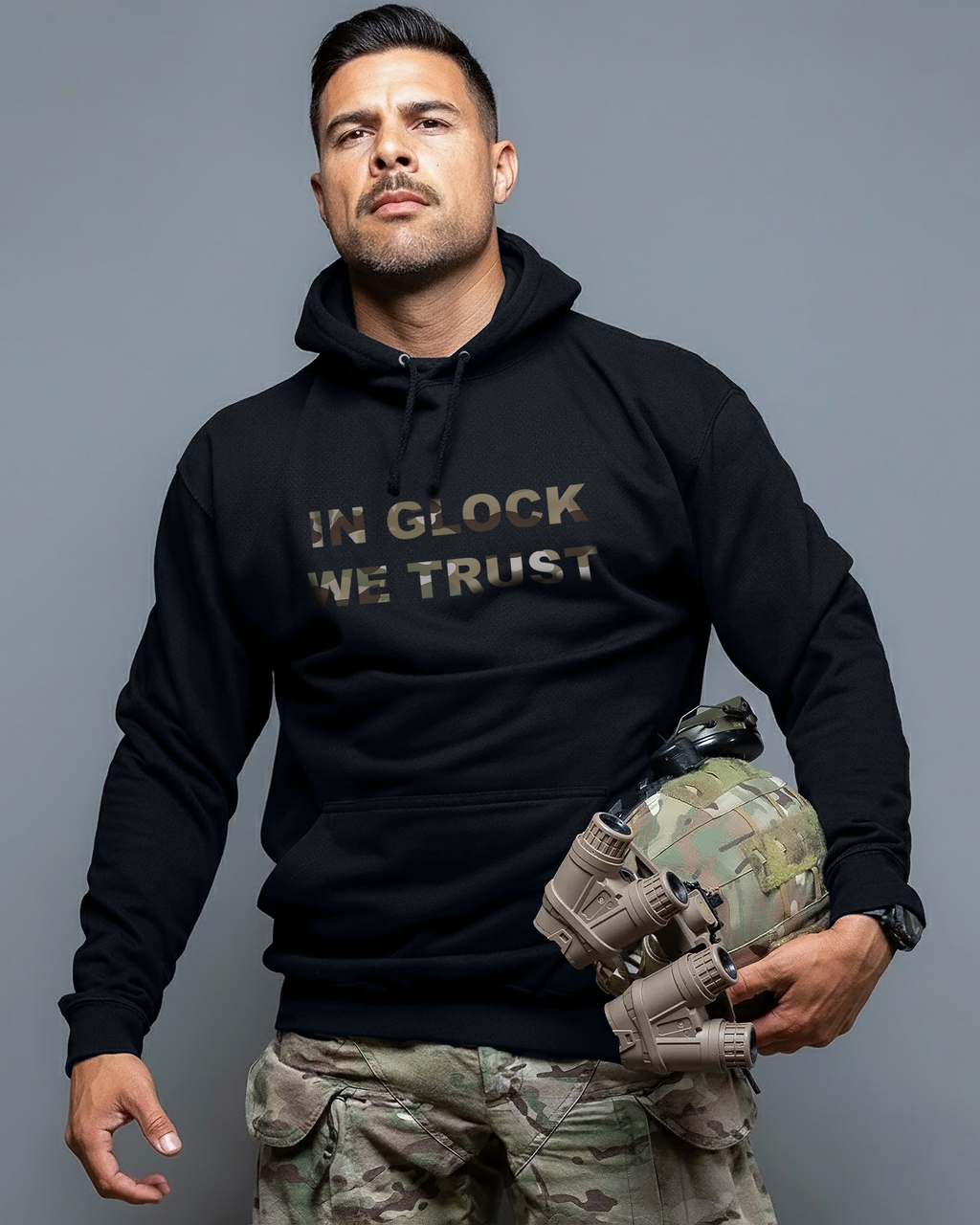 Худі з принтом "In Glock We Trust" multicam
