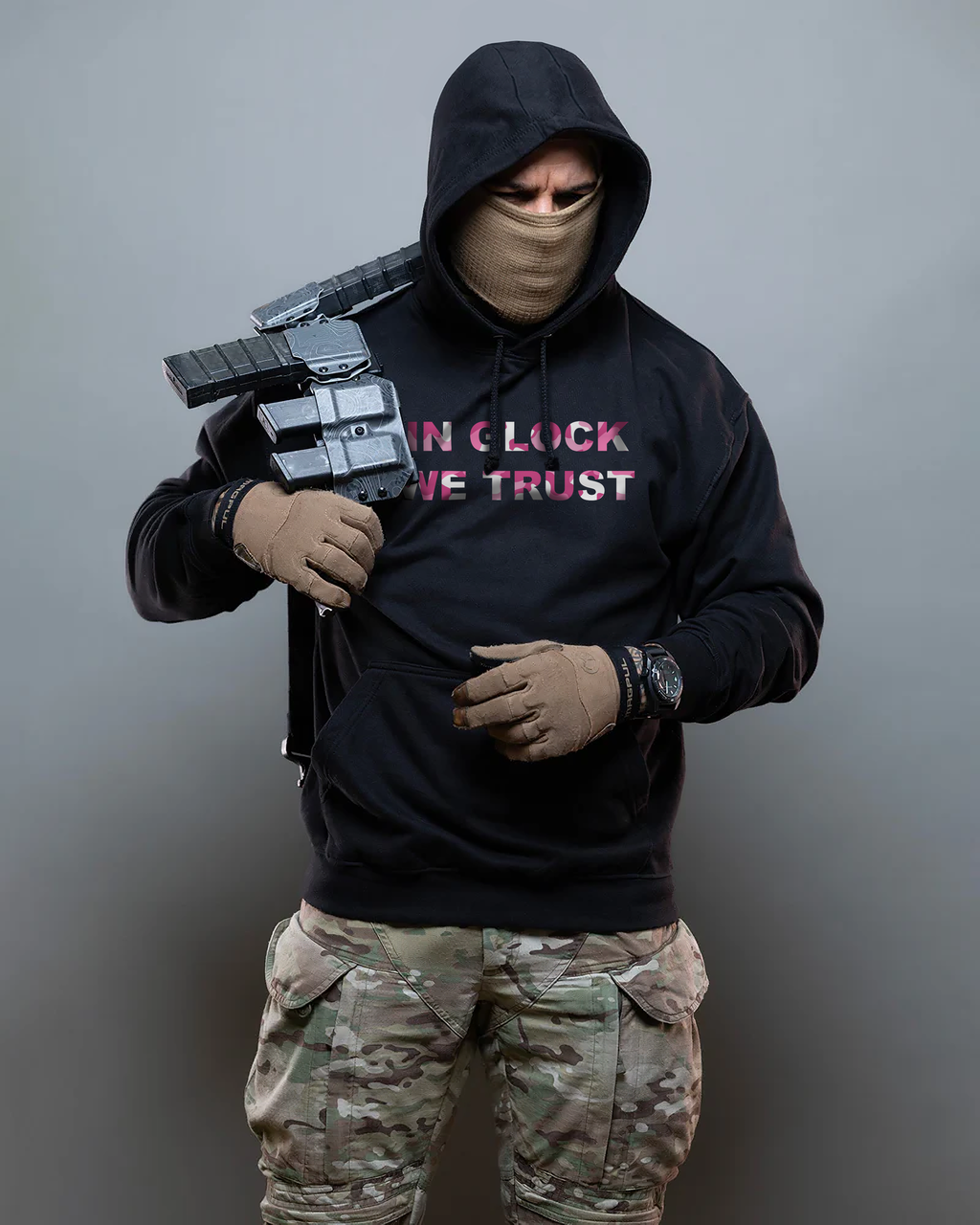 Худі з принтом "In Glock We Trust" pink
